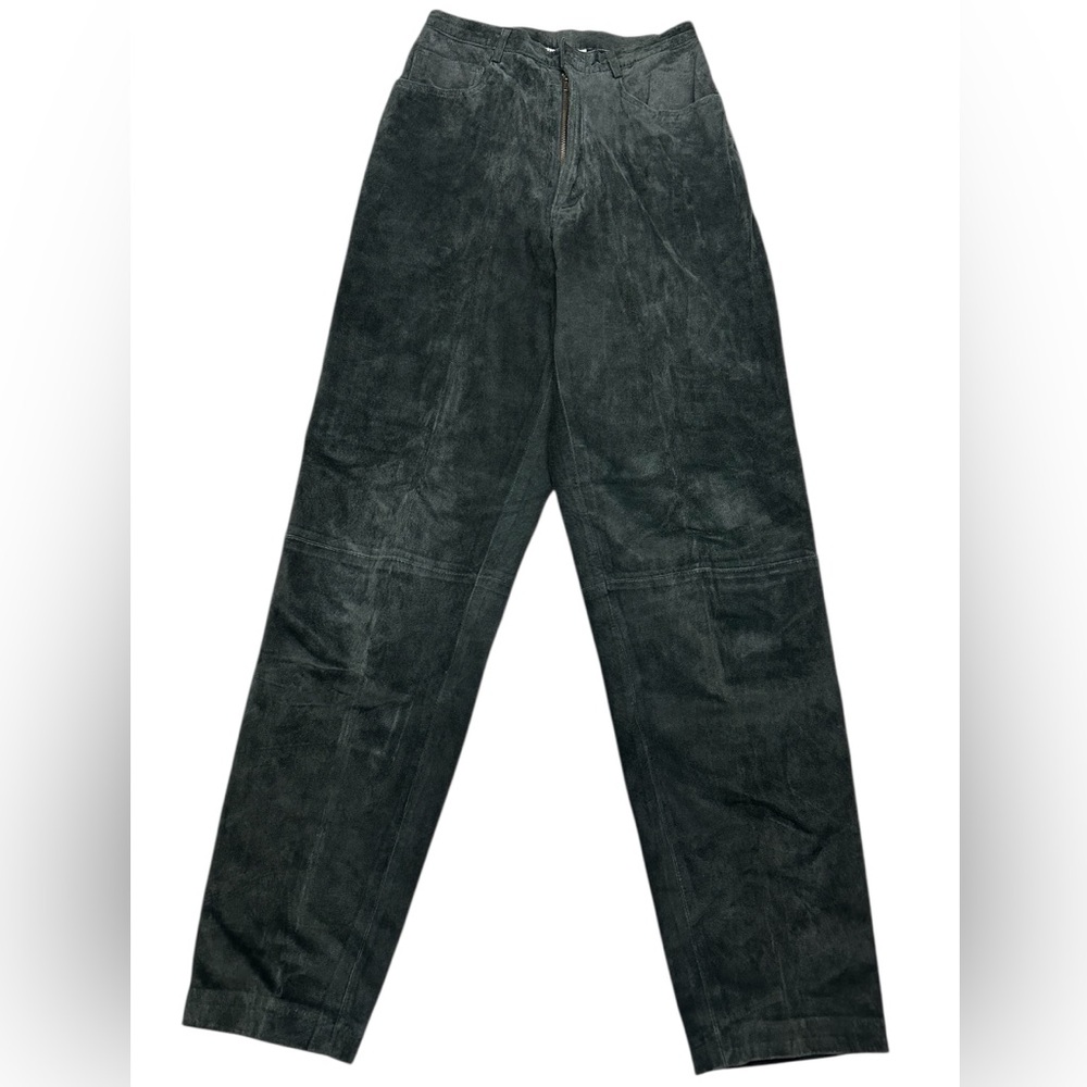 DAVID BROOKS / Dark Gray Vintage Retro High Waisted Leather Suede Pants / Size 6